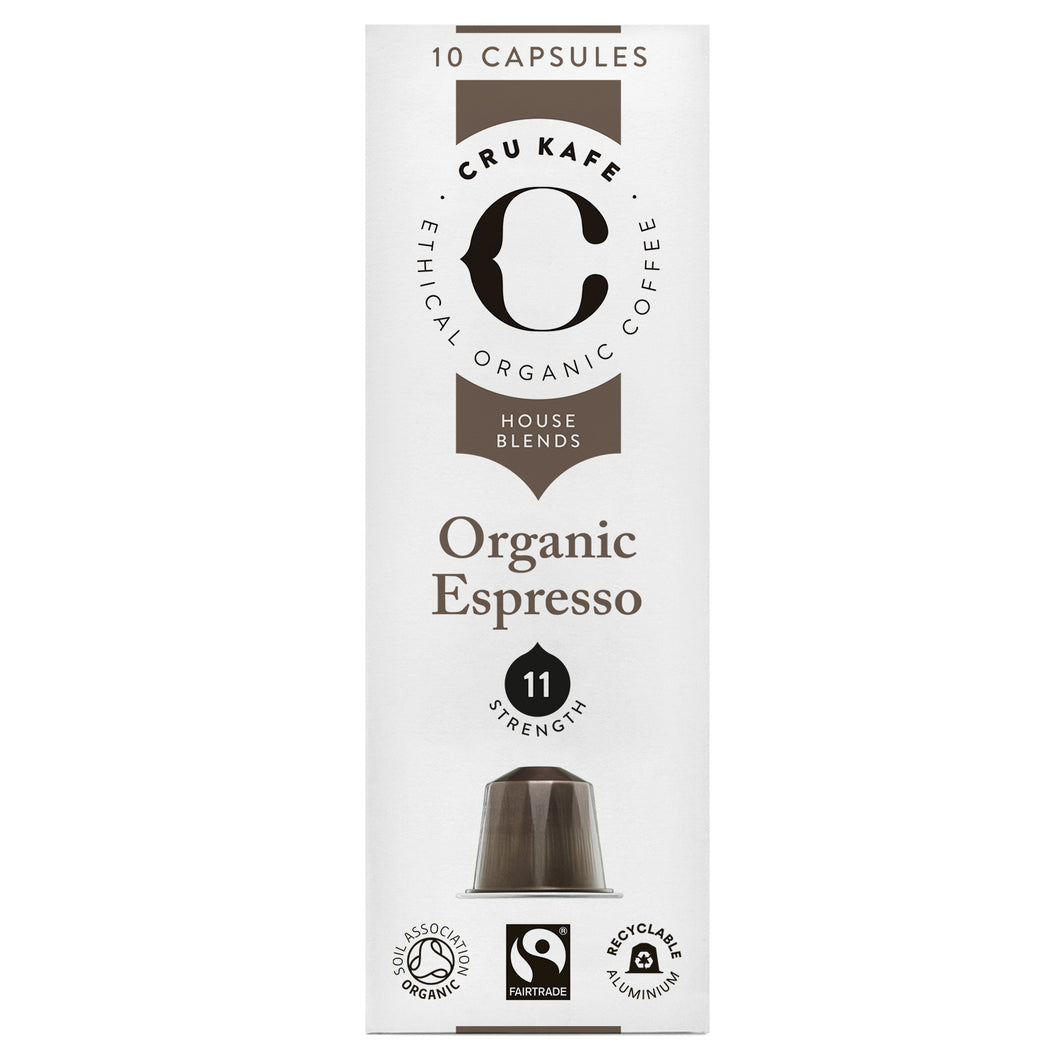 Cru Kafe Organic Espresso 10 x Nespresso Compatible Capsules 50g