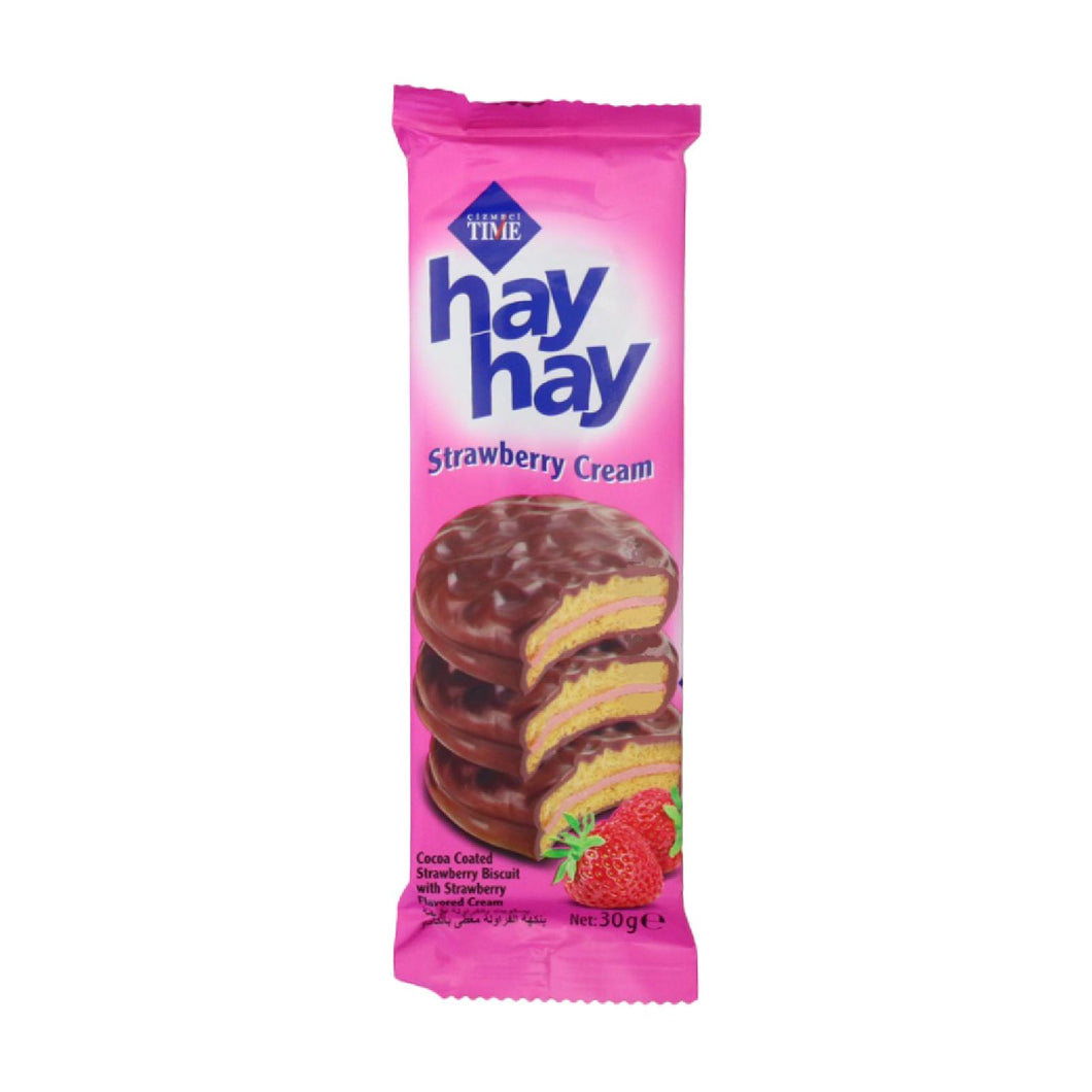 Time Hay Hay Cocoa Coated Strawberry Biscuit with Strawberry Cream |30G