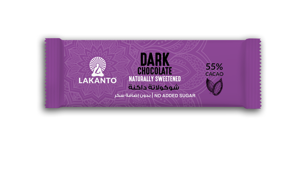 LAKANTO Dark Chocolate 55% - Sugar Free -  Bar 30g