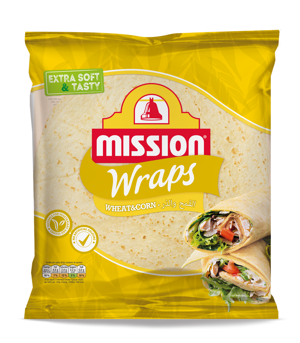 Mission Foods Wheat & Corn Wraps 25CM 378g Mighty Foods