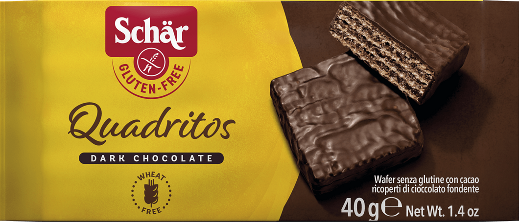DR Schar Quadritos Wrapped Dark Chocolate Wafers Gluten Free 40g
