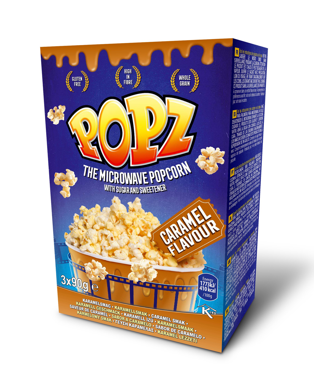 Popz Caramel Microwave Popcorn 270g (3 Packs) - Mighty Foods