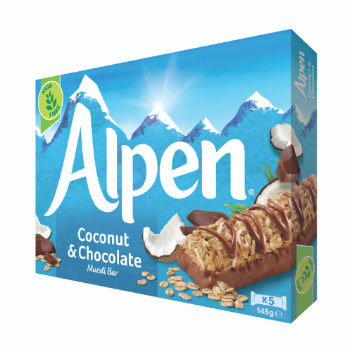 Alpen Coconut & Chocolate Muesli Bar 145g (x5 bars) - Mighty Foods