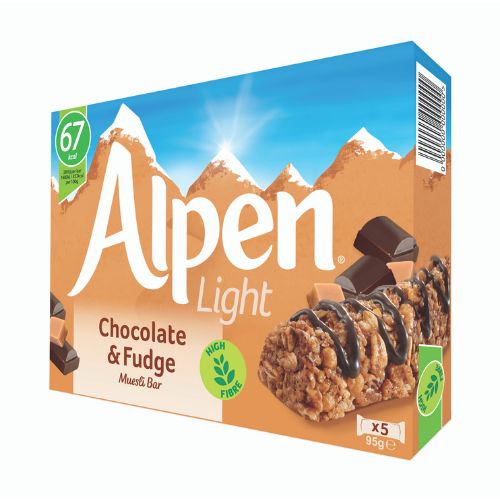 Alpen Light Chocolate & Fudge Muesli Bar 95g (x5 bars) - Mighty Foods