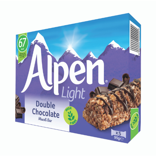 Alpen Light Double Chocolate Muesli Bar 95g (x5 bars) - Mighty Foods