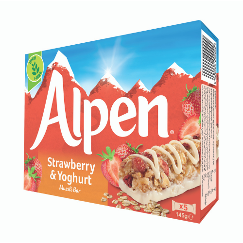 Alpen Strawberry & Yoghurt Muesli Bar 145g (x5 bars) - Mighty Foods