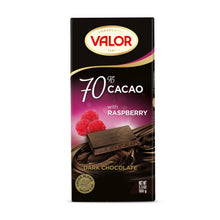 Load image into Gallery viewer, VALOR 70% Cacao DARK CHOCOLATE WITH RASPBERRY 100G
