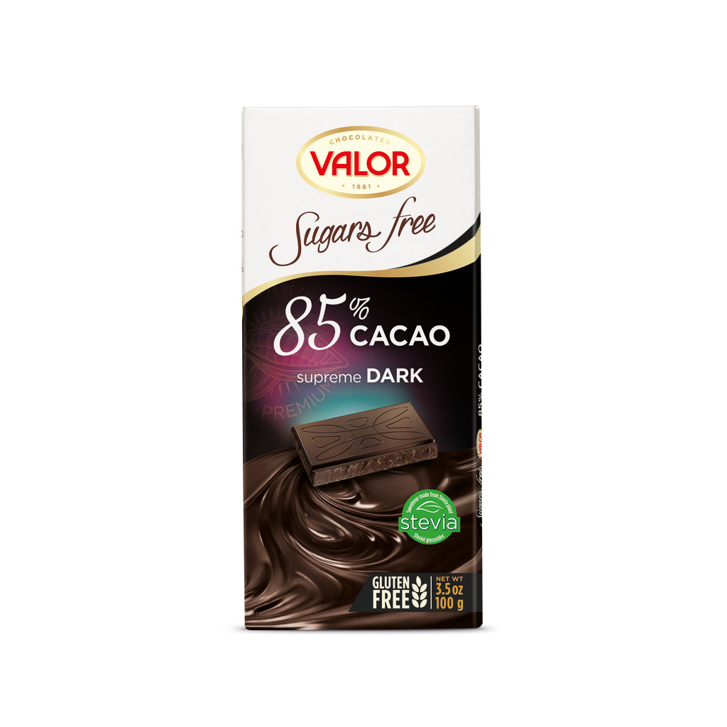 VALOR 85% CACAO SUPREME DARK CHOCOLATE NO ADDED SUGARS 100G