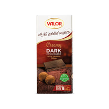 Load image into Gallery viewer, VALOR CREAMY DARK CHOCOLATE  WITH TRUFFLE Filling NO ADDED SUGARS 100G
