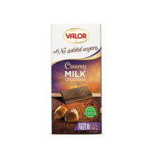 Load image into Gallery viewer, VALOR CREAMY MILK CHOCOLATE WITH HAZELNUTS CREAM FILLING NO ADDED SUGARs 100G
